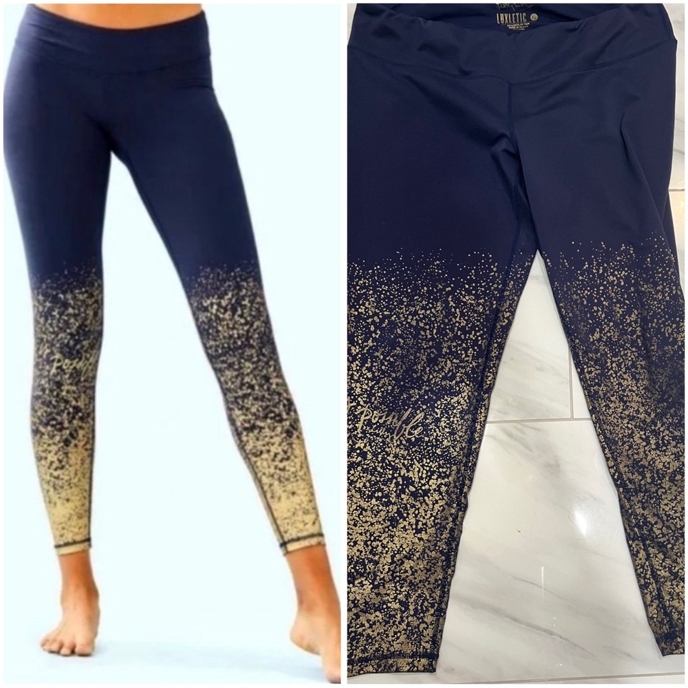 🎆Price Drop! Lilly Pulitzer Luxletic navy and gold leggings